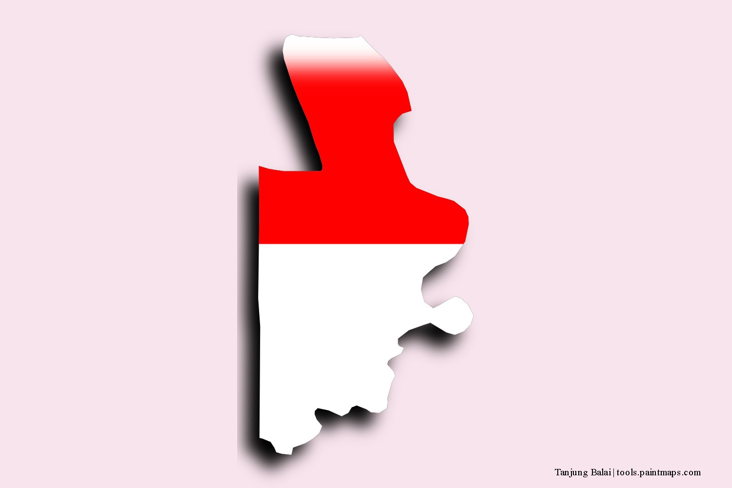 flag map of Tanjung Balai with 3D shadow effect