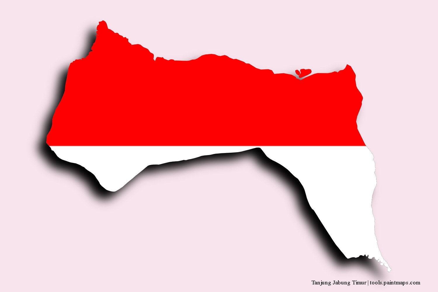 flag map of Tanjung Jabung Timur with 3D shadow effect