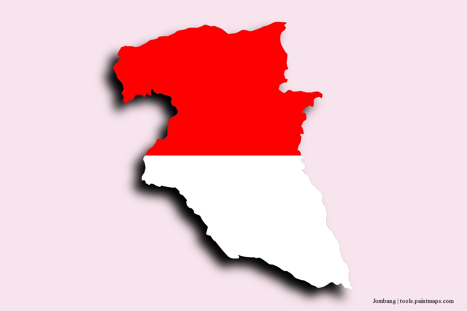 flag map of Jombang with 3D shadow effect