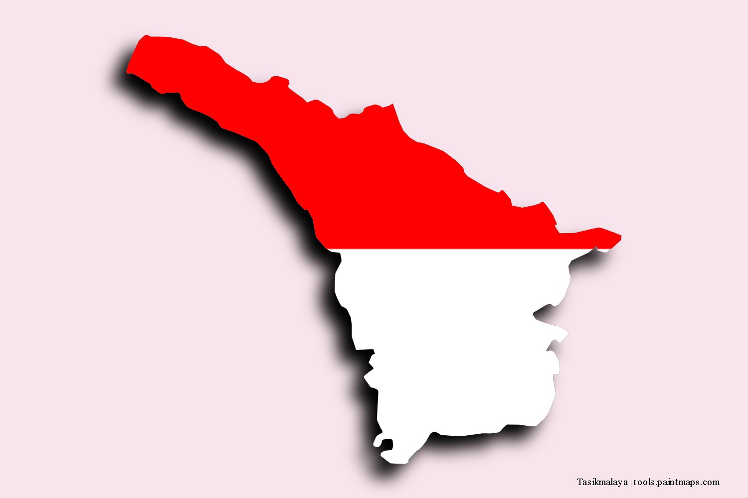 flag map of Tasikmalaya with 3D shadow effect