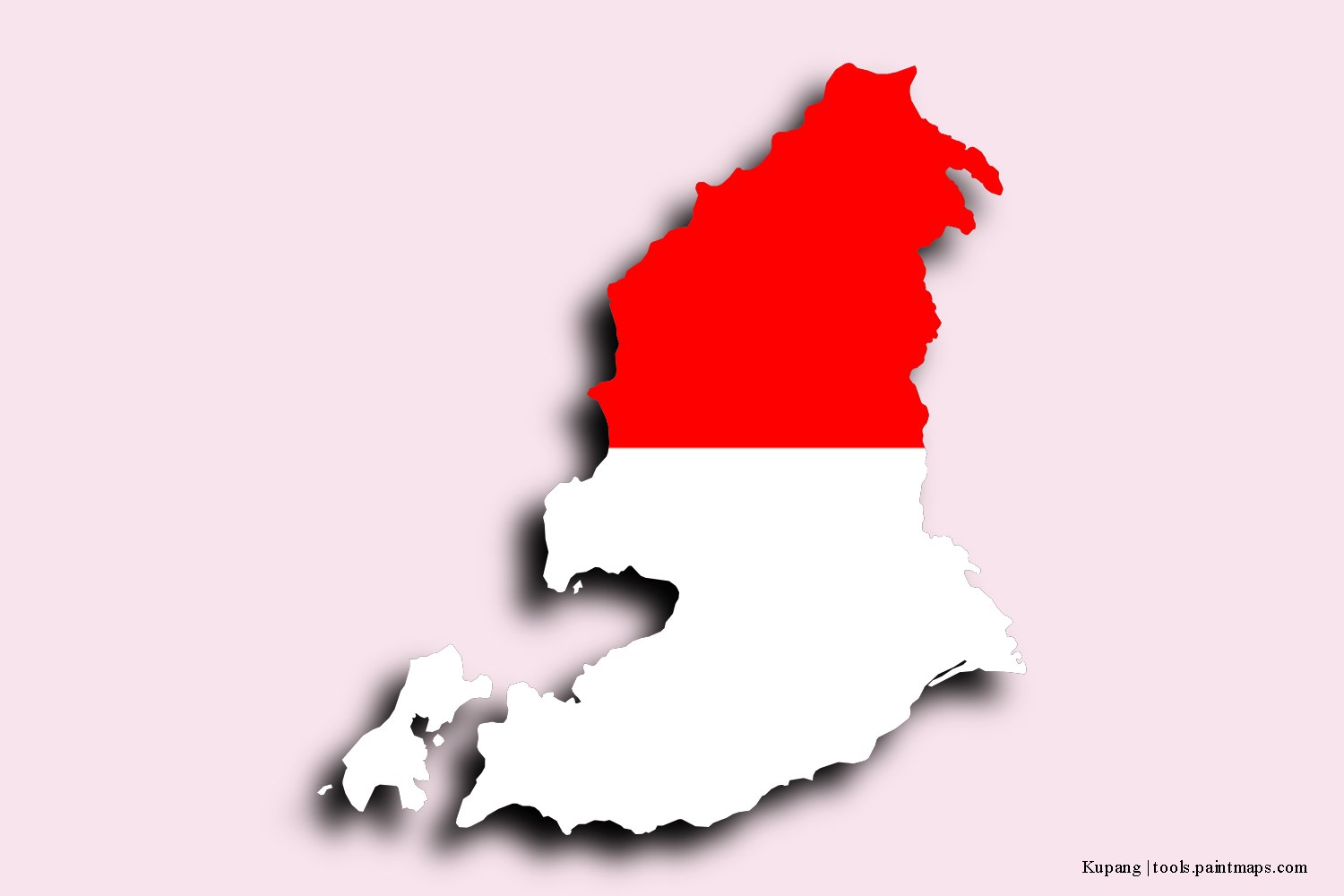 flag map of Kupang with 3D shadow effect