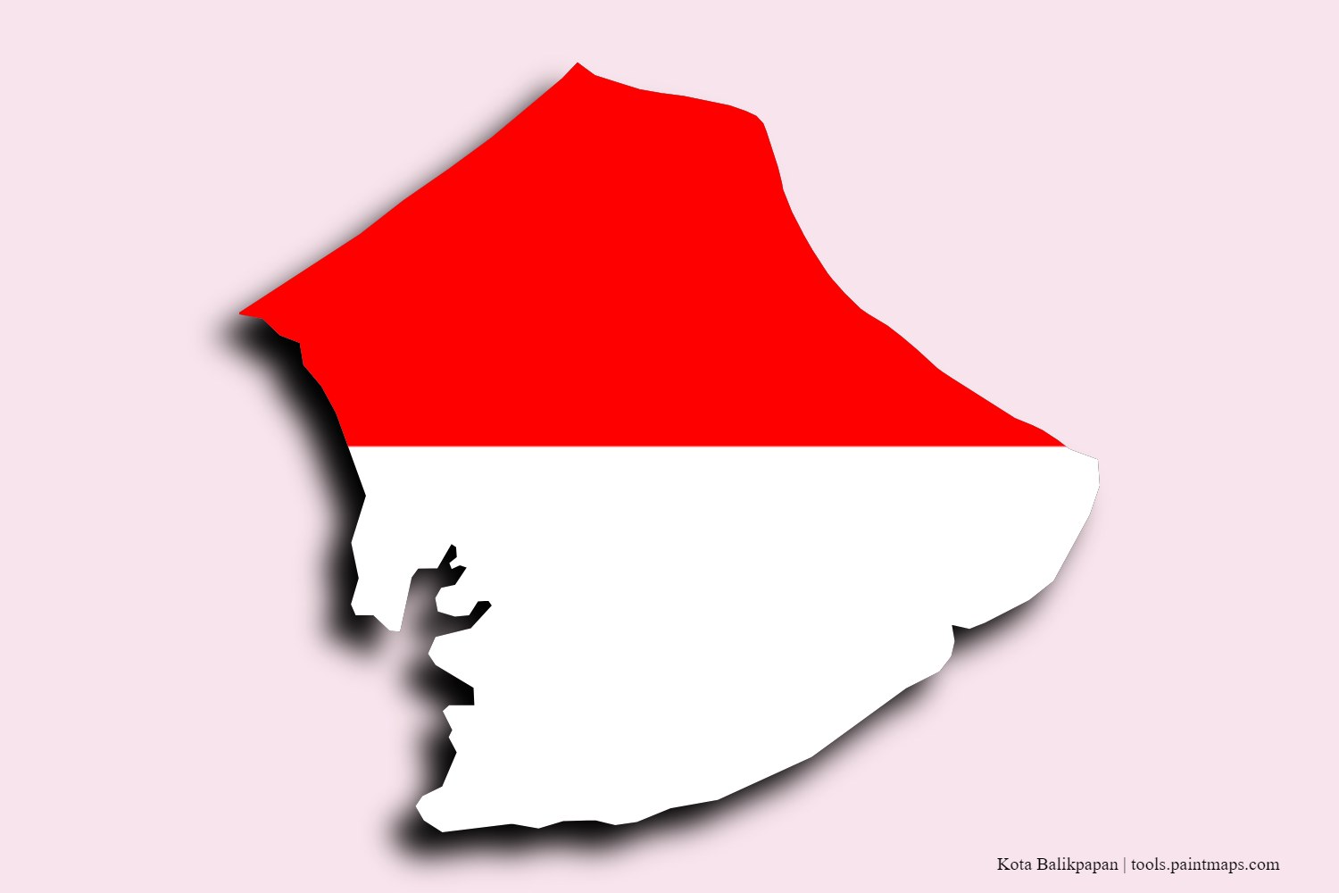 flag map of Kota Balikpapan with 3D shadow effect