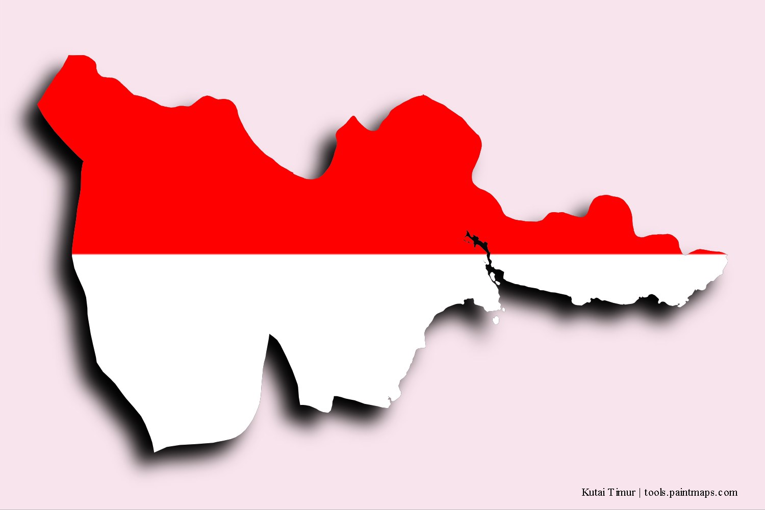 Mapa de la bandera de Kutai Timur con efecto de sombra 3D