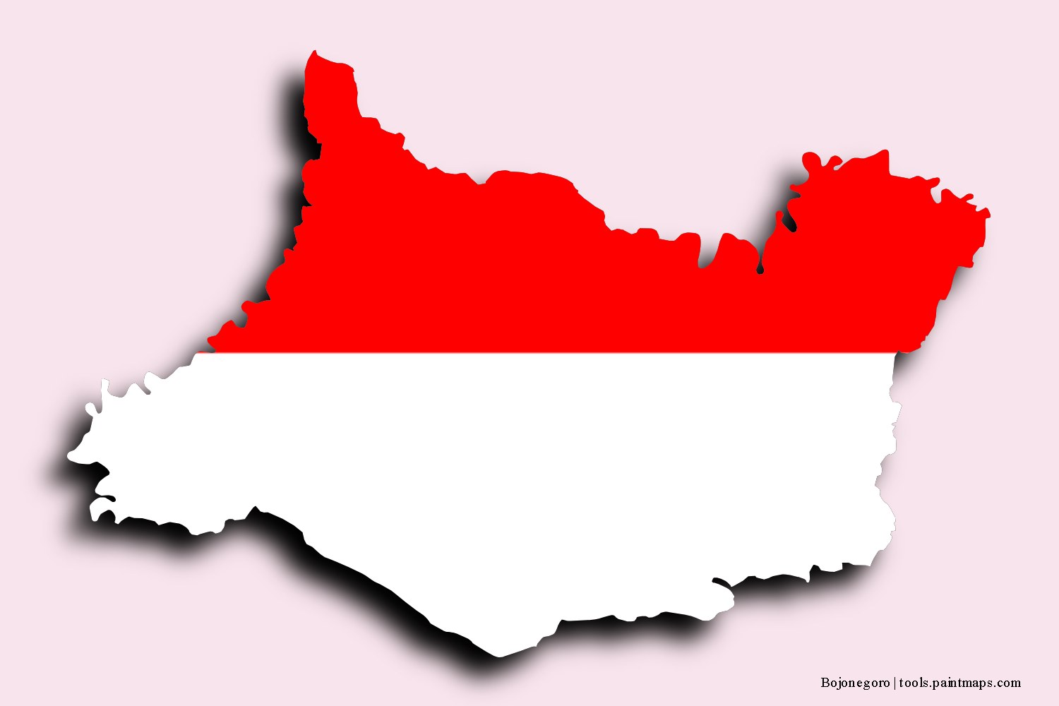 Mapa de la bandera de Bojonegoro con efecto de sombra 3D