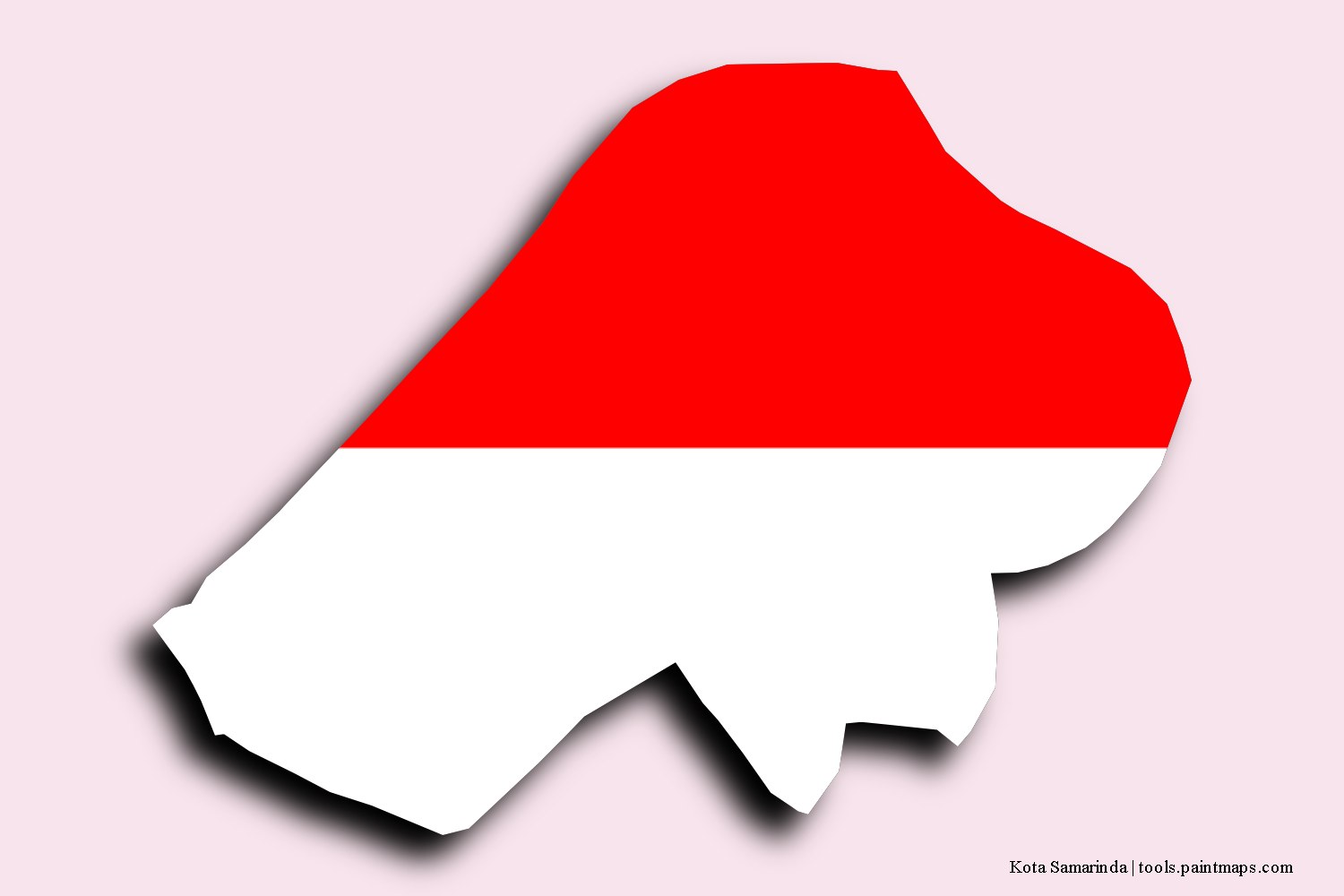 flag map of Kota Samarinda with 3D shadow effect