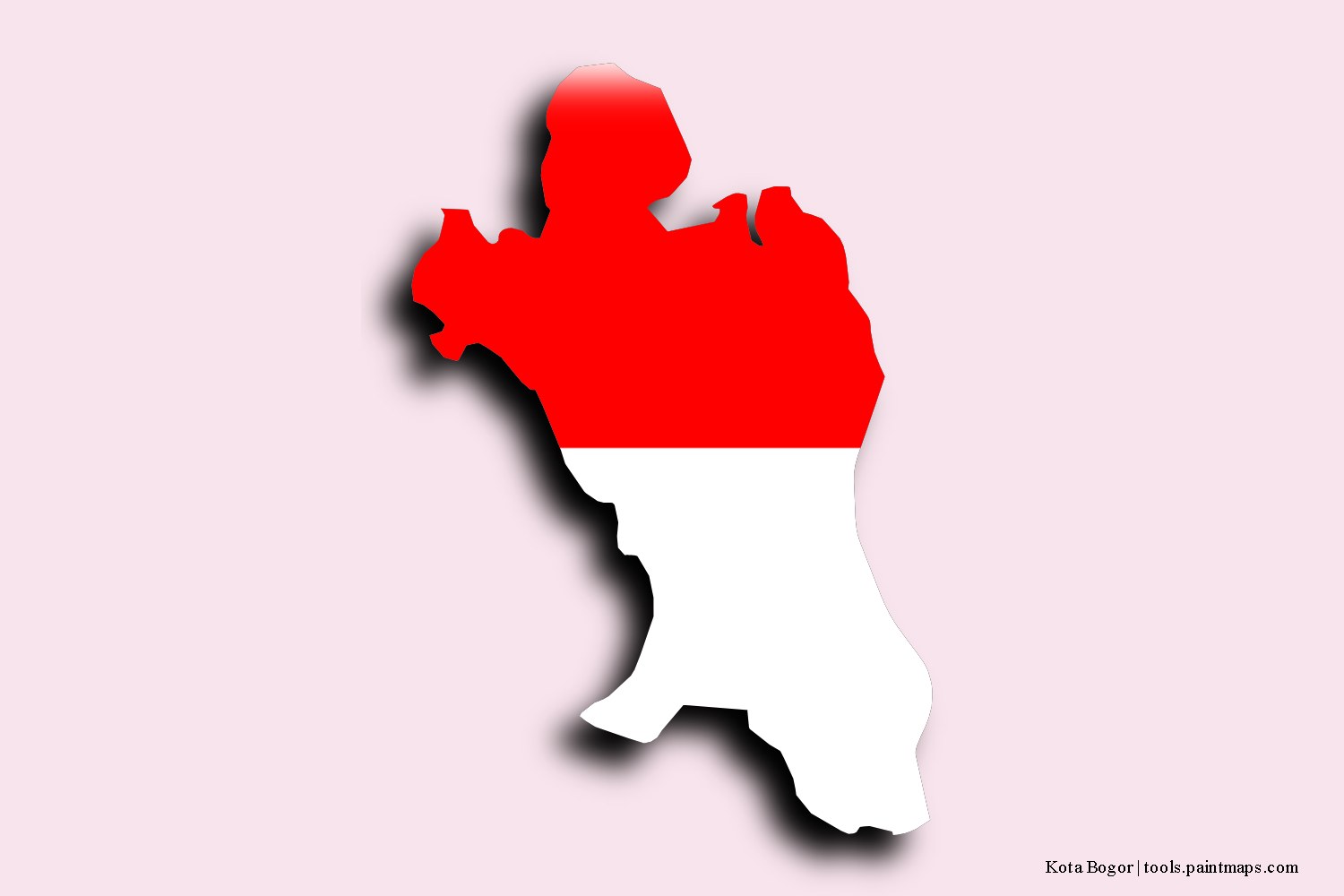 flag map of Bogor with 3D shadow effect