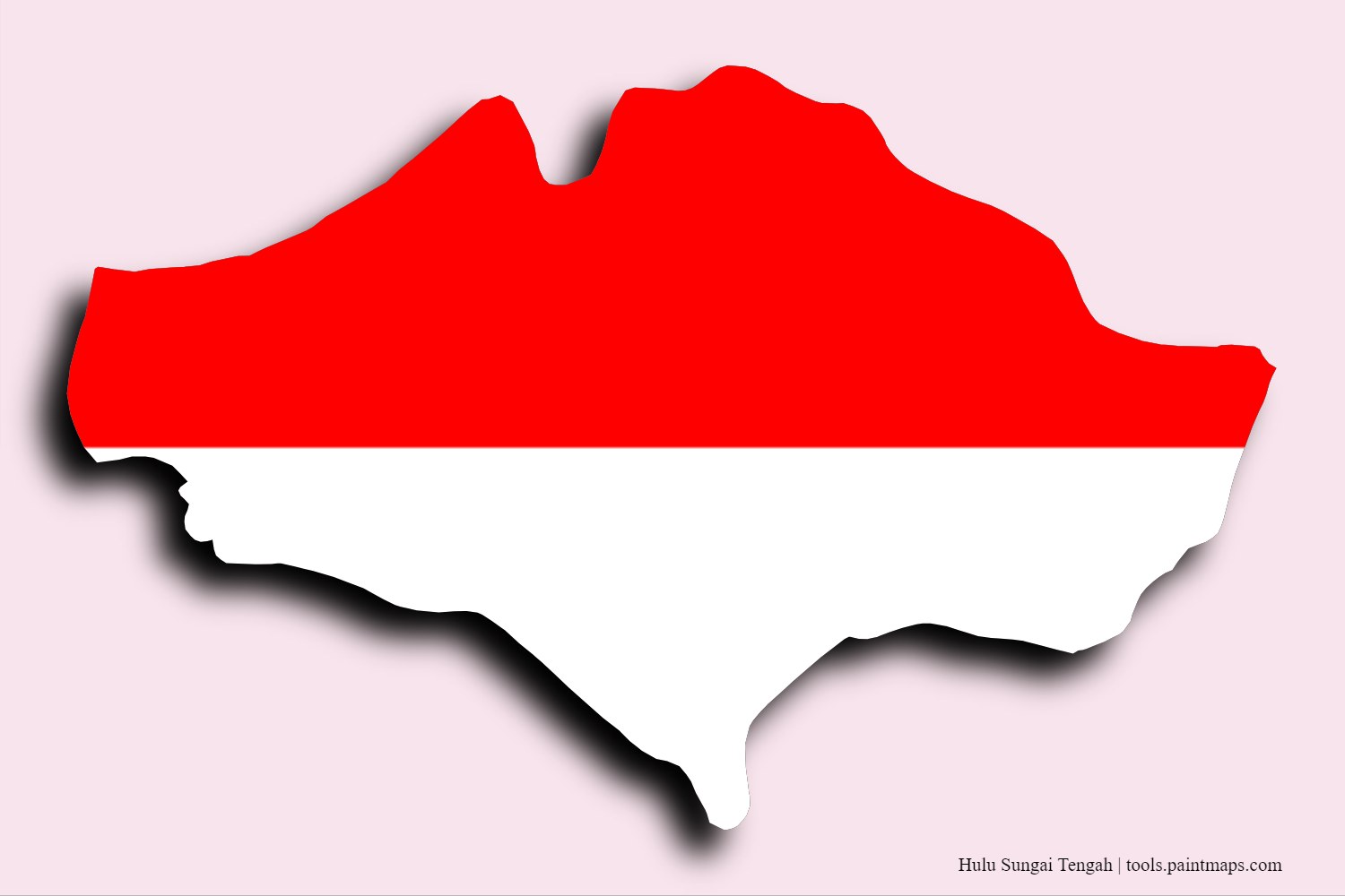 Mapa de la bandera de Hulu Sungai Tengah con efecto de sombra 3D