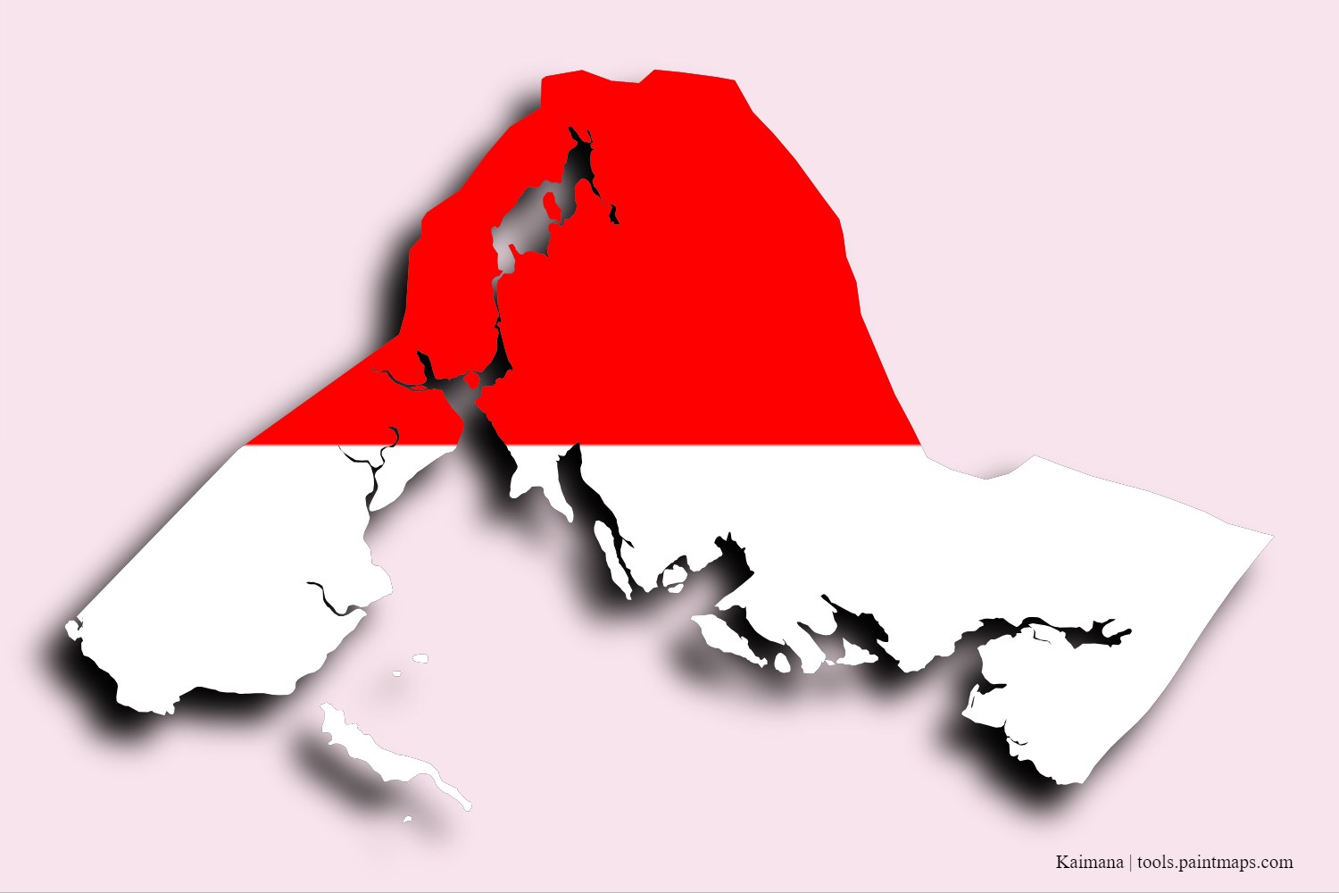 flag map of Kaimana with 3D shadow effect