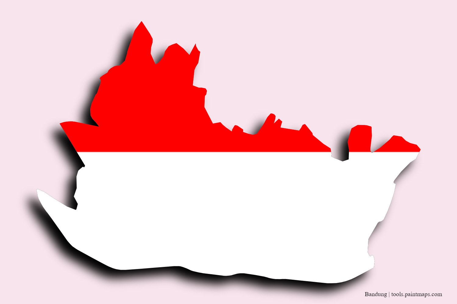 flag map of Bandung with 3D shadow effect