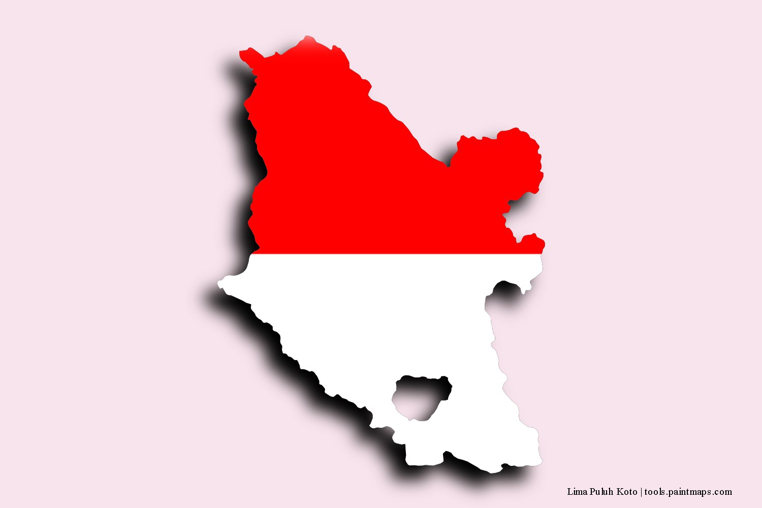 flag map of Lima Puluh Koto with 3D shadow effect