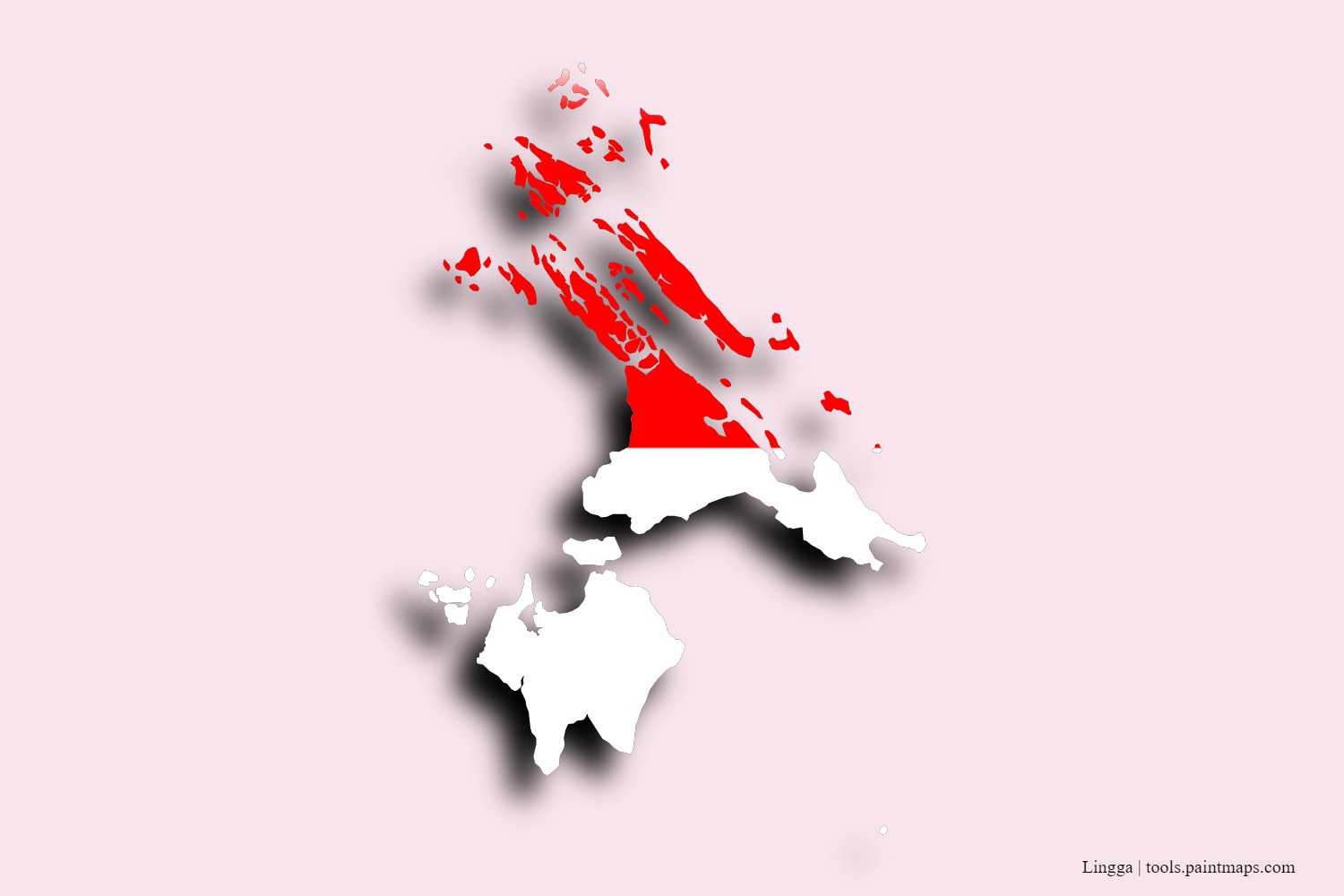 flag map of Lingga with 3D shadow effect