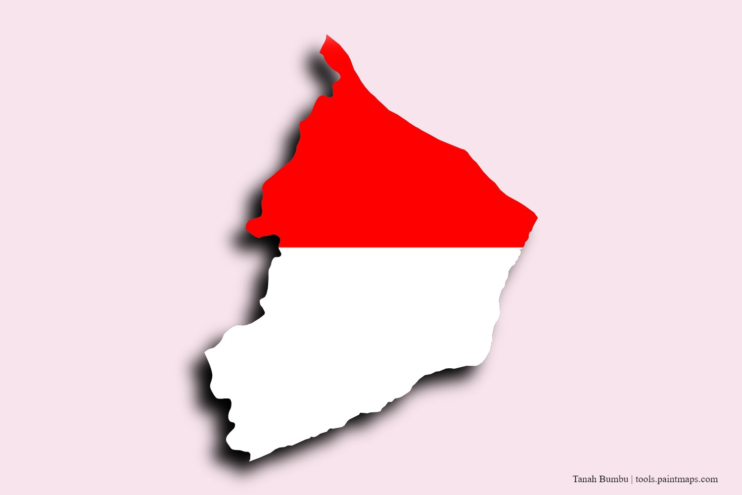 flag map of Tanah Bumbu with 3D shadow effect