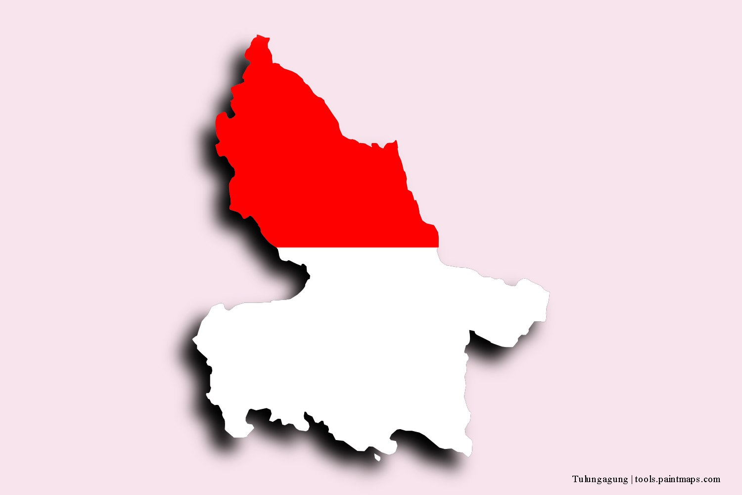 flag map of Tulungagung with 3D shadow effect