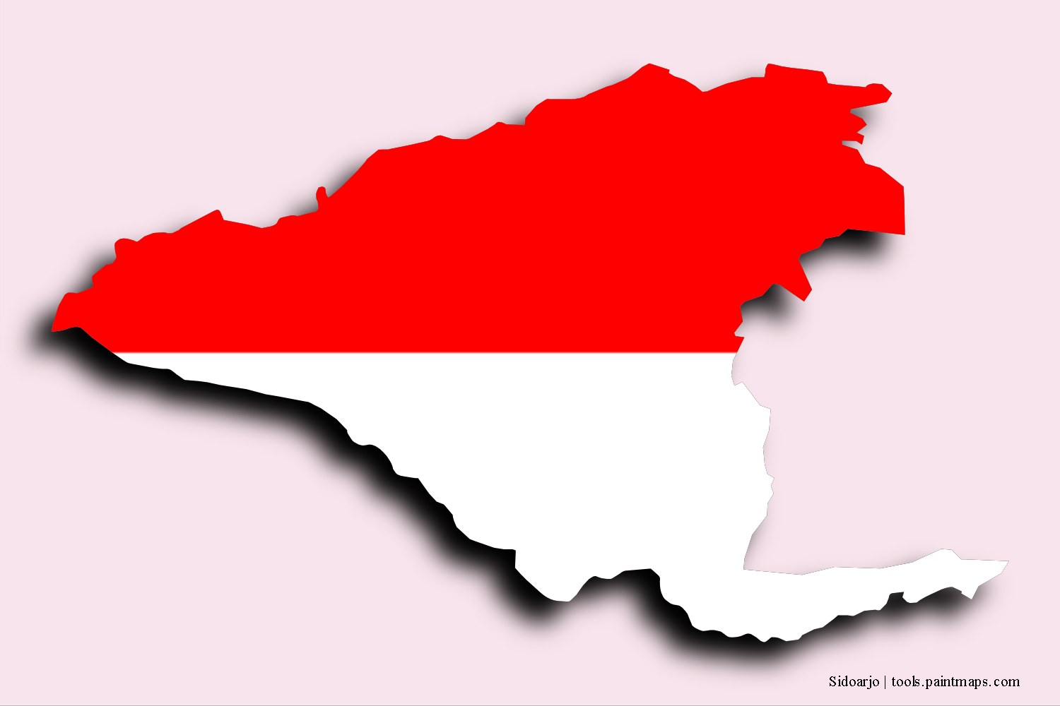 flag map of Sidoarjo with 3D shadow effect