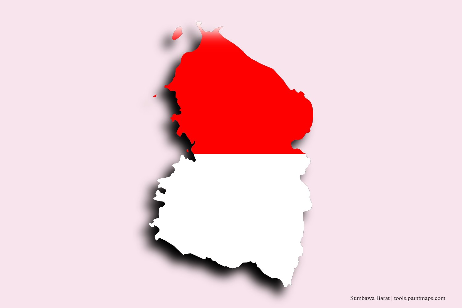 flag map of Sumbawa Barat with 3D shadow effect