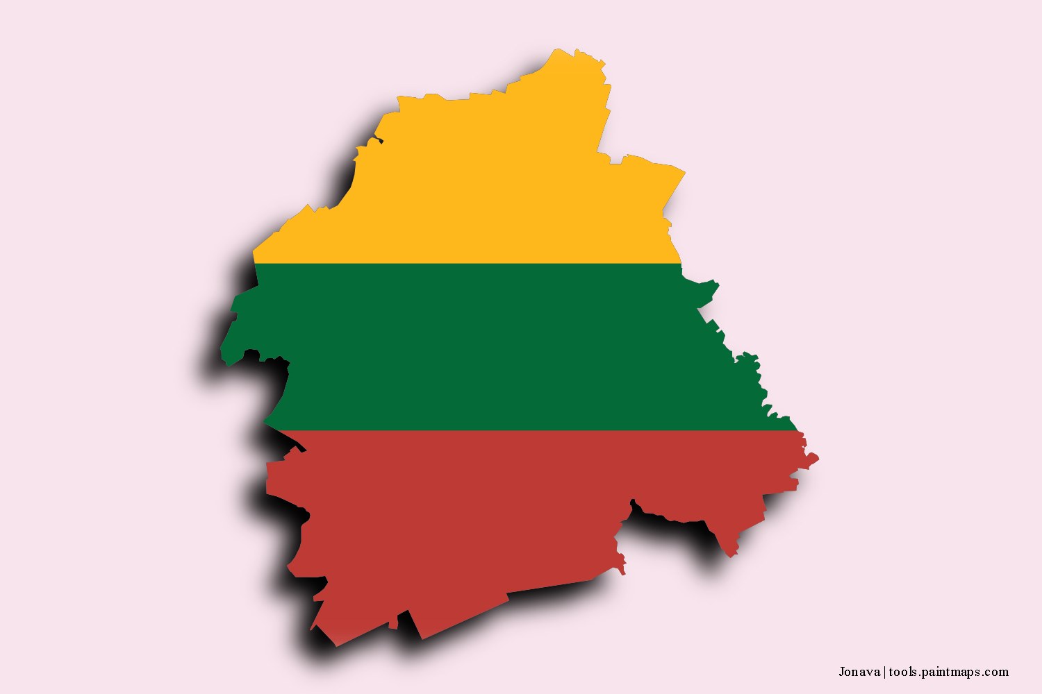 flag map of Jonava with 3D shadow effect