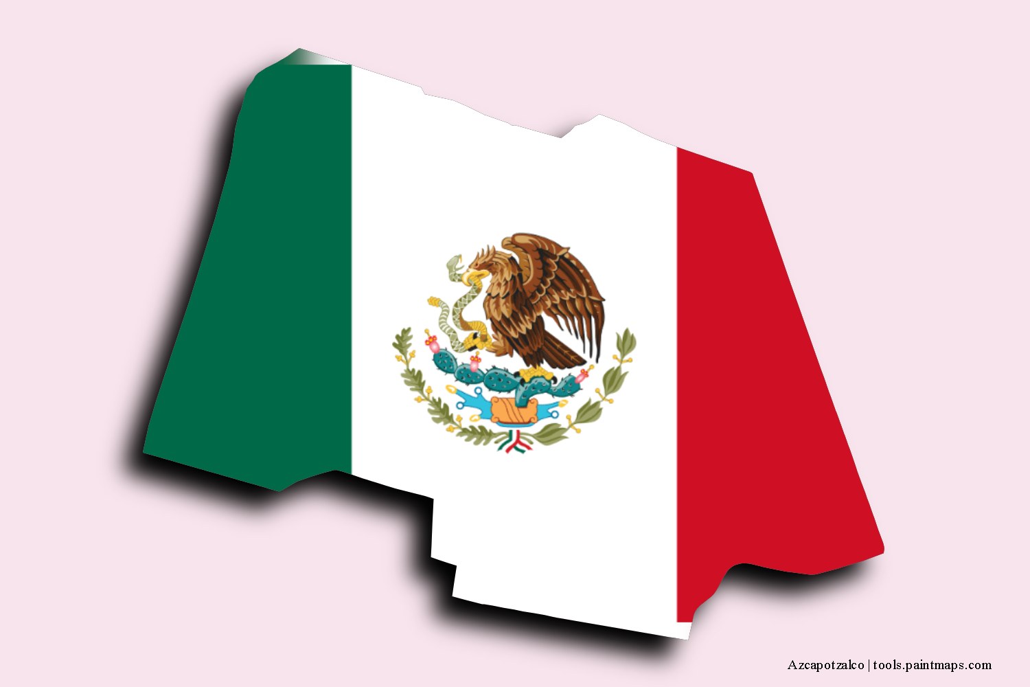 flag map of Azcapotzalco with 3D shadow effect