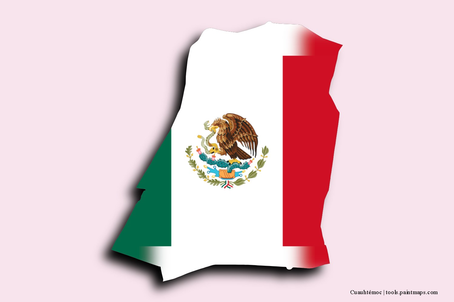 flag map of Cuauhtémoc with 3D shadow effect