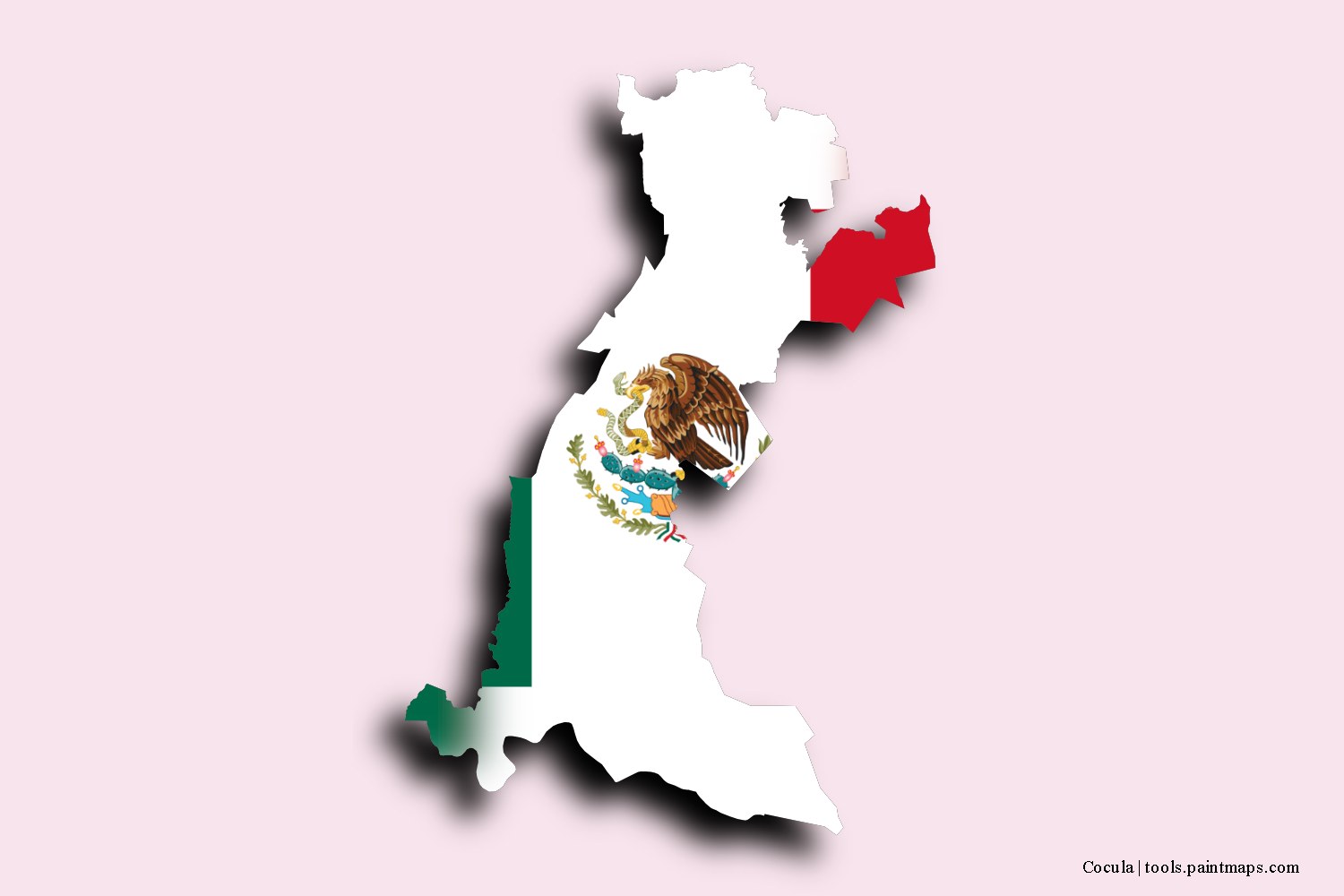 flag map of Cocula with 3D shadow effect