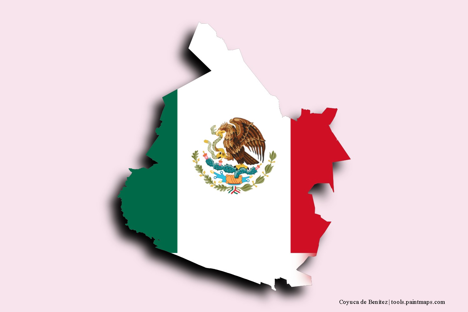 flag map of Coyuca de Benítez with 3D shadow effect