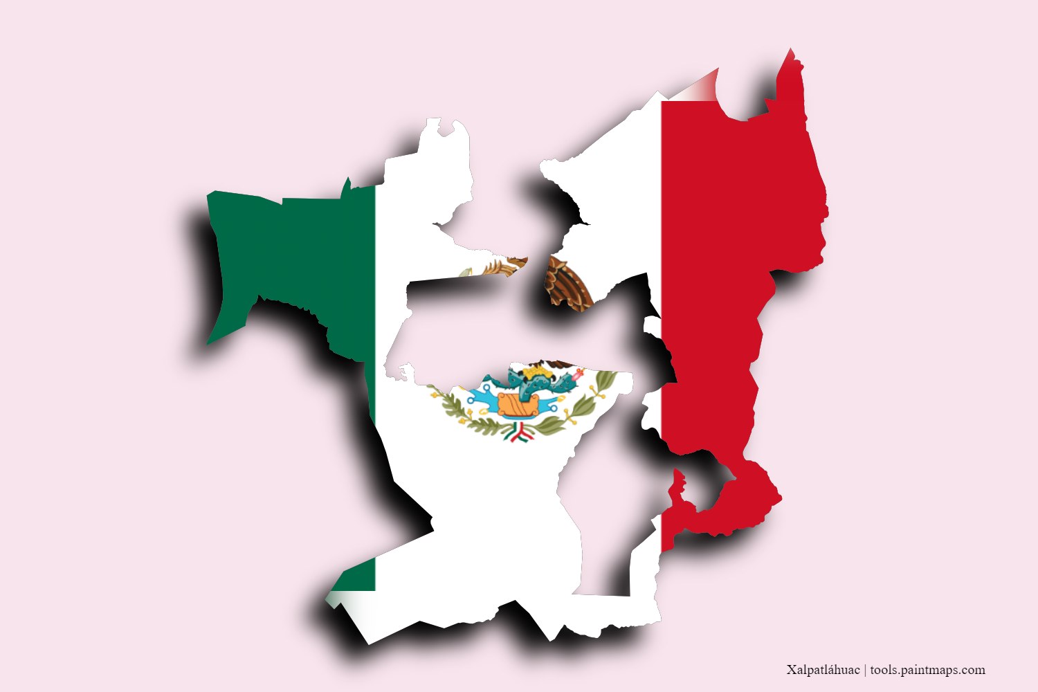 flag map of Xalpatláhuac with 3D shadow effect