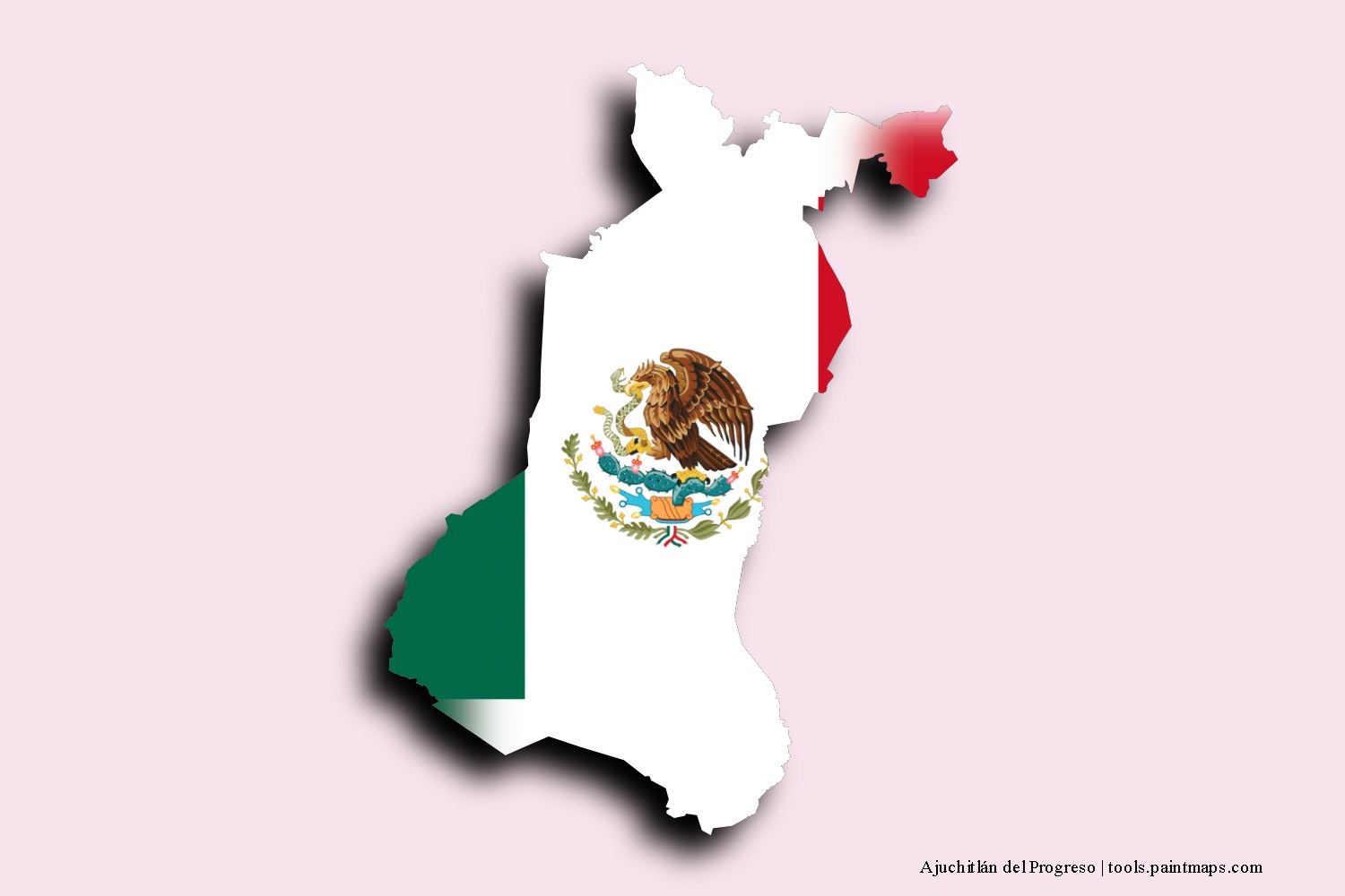 flag map of Ajuchitlán del Progreso with 3D shadow effect