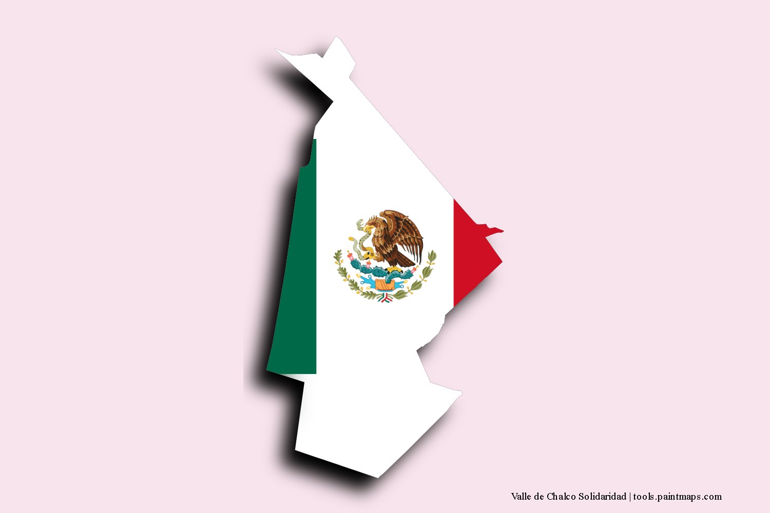 flag map of Valle de Chalco Solidaridad with 3D shadow effect