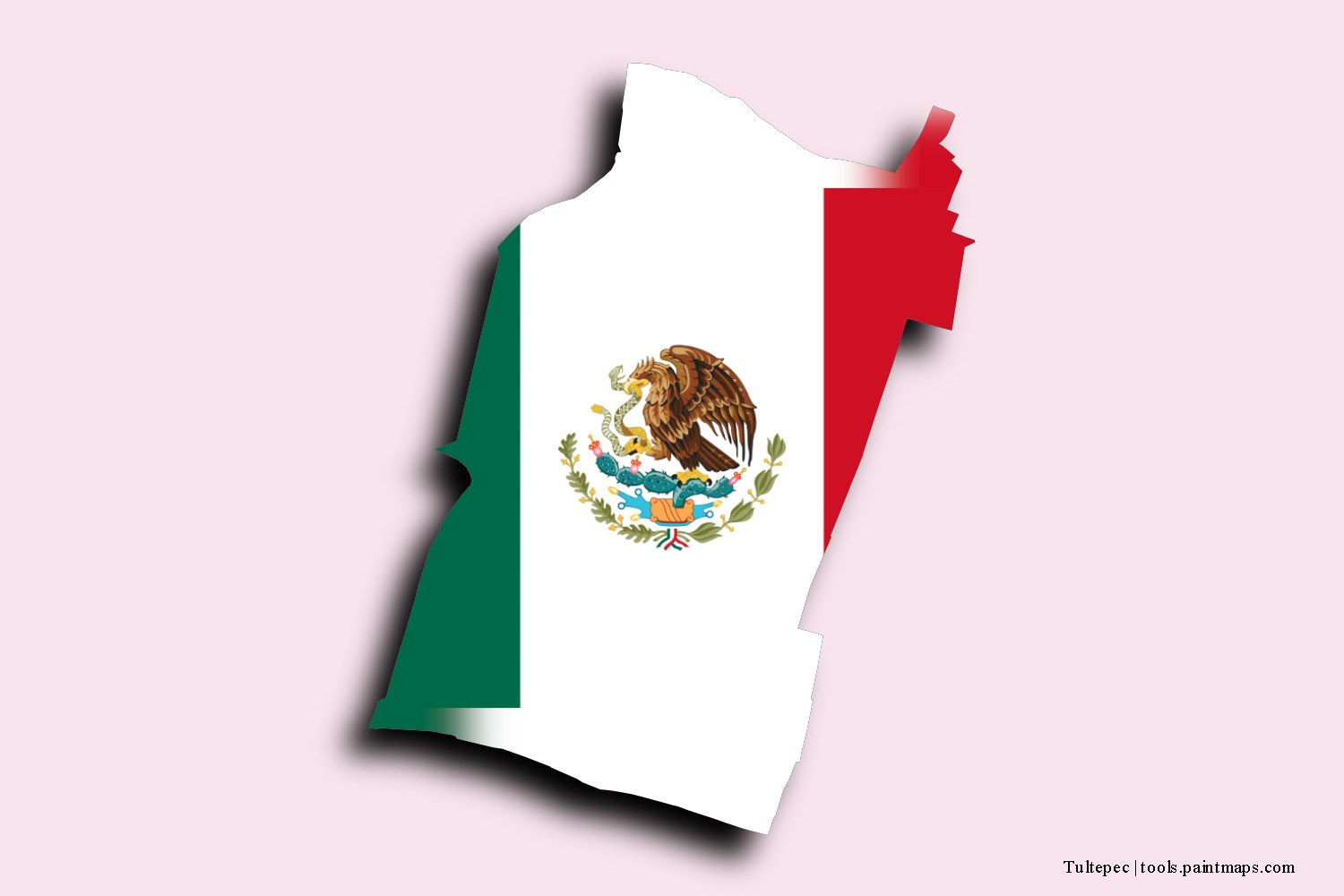 flag map of Tultepec with 3D shadow effect