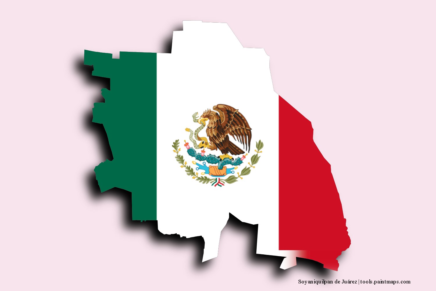 flag map of Soyaniquilpan de Juárez with 3D shadow effect