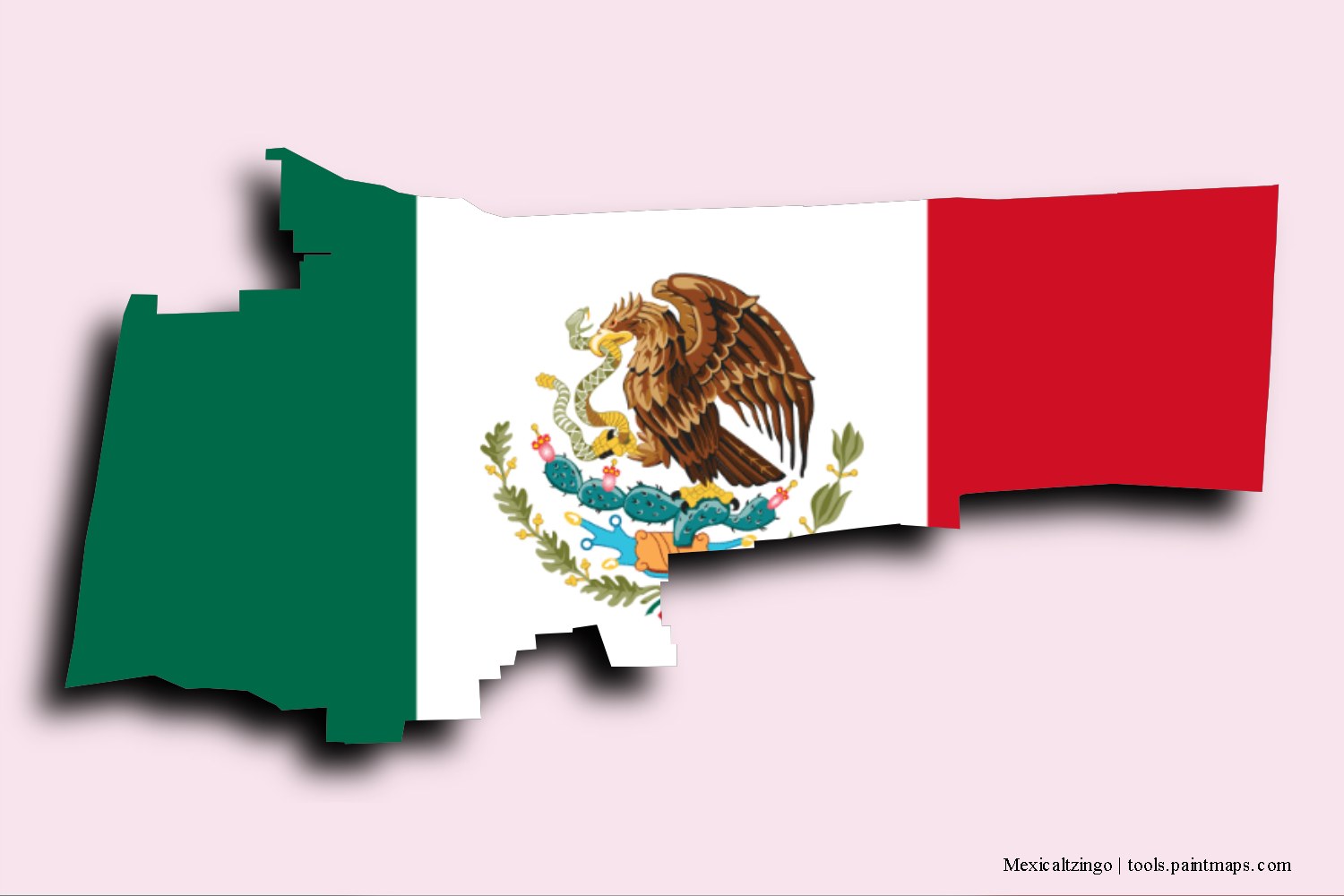 Mapa de la bandera de Mexicaltzingo con efecto de sombra 3D