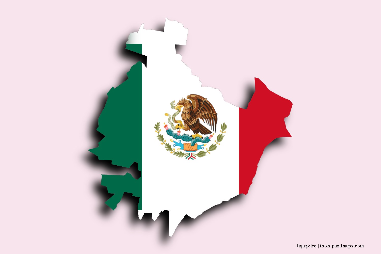 flag map of Jiquipilco with 3D shadow effect