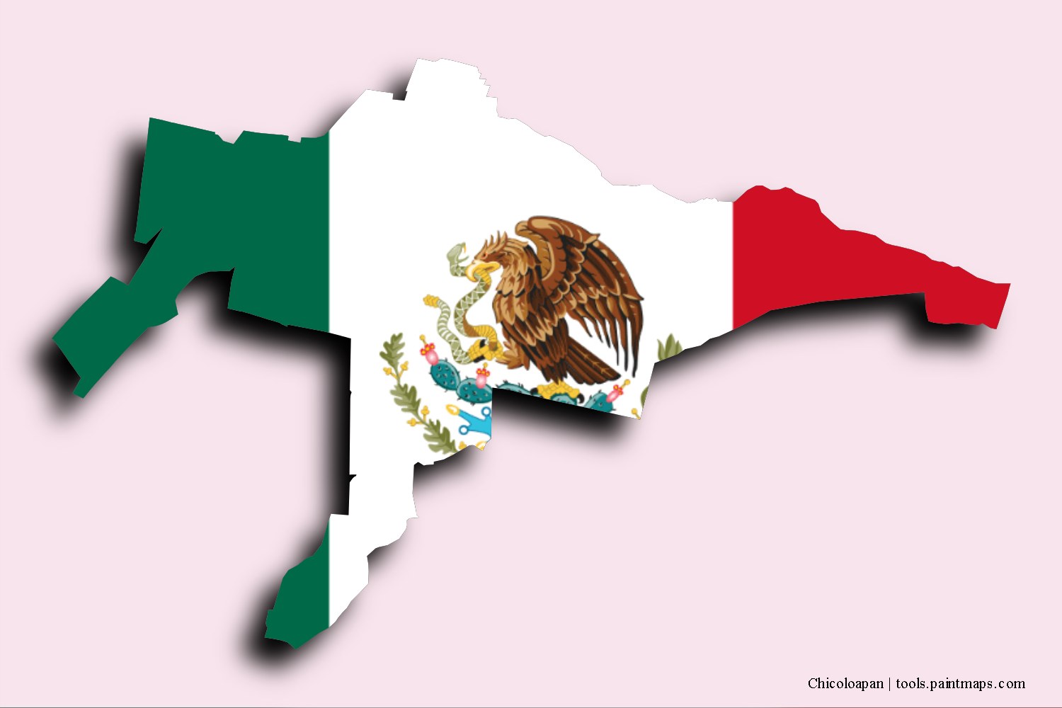 flag map of Chicoloapan with 3D shadow effect