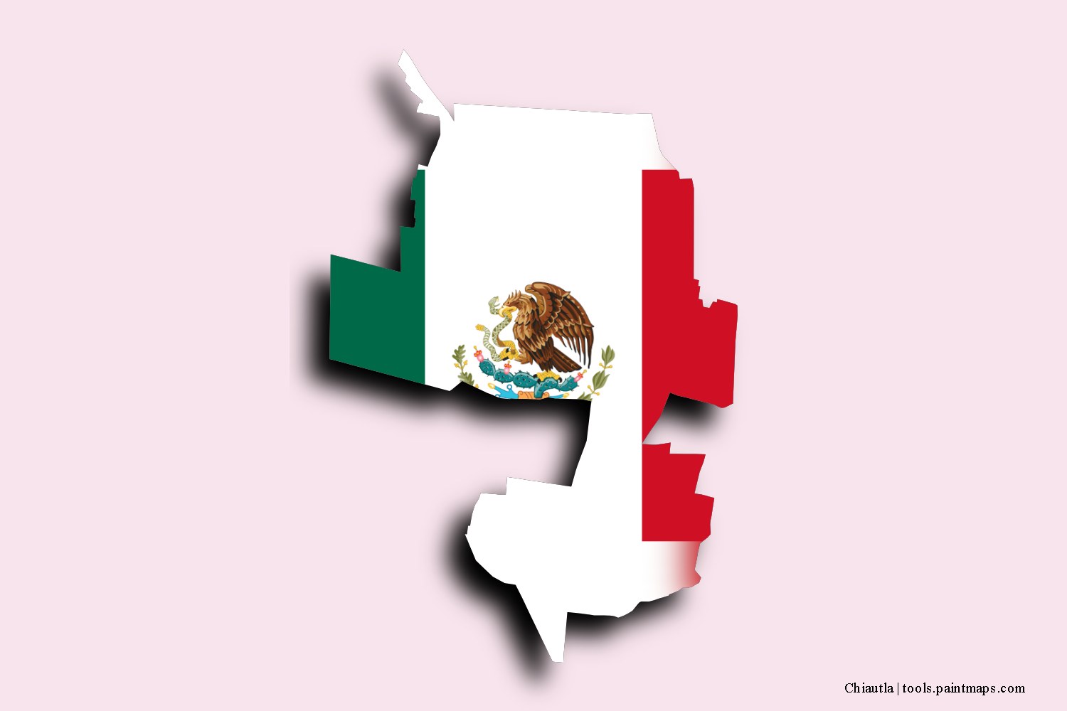 flag map of Chiautla with 3D shadow effect