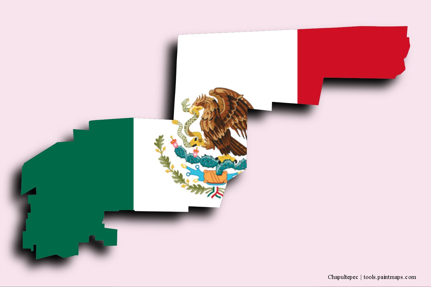 flag map of Chapultepec with 3D shadow effect