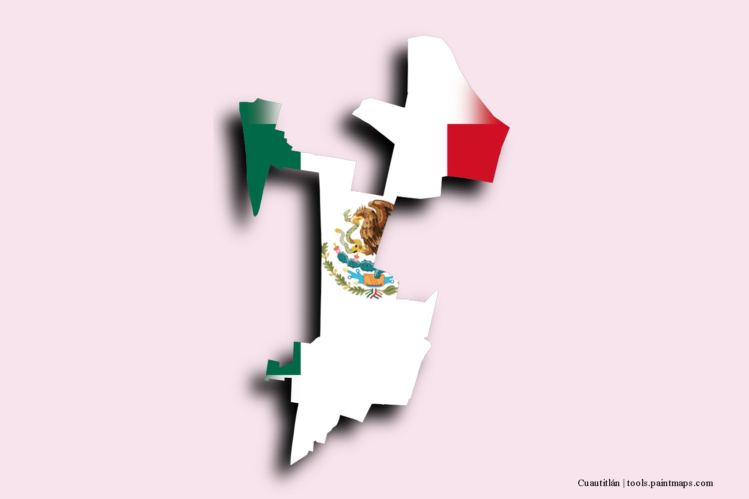 flag map of Cuautitlán with 3D shadow effect