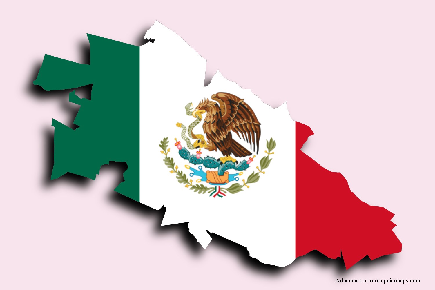 flag map of Atlacomulco with 3D shadow effect