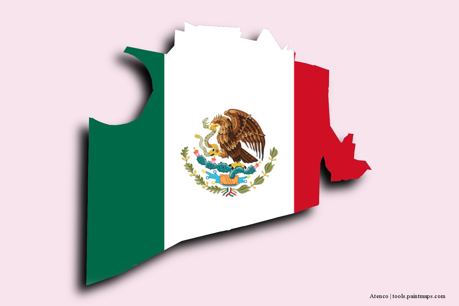 flag map of Atenco with 3D shadow effect