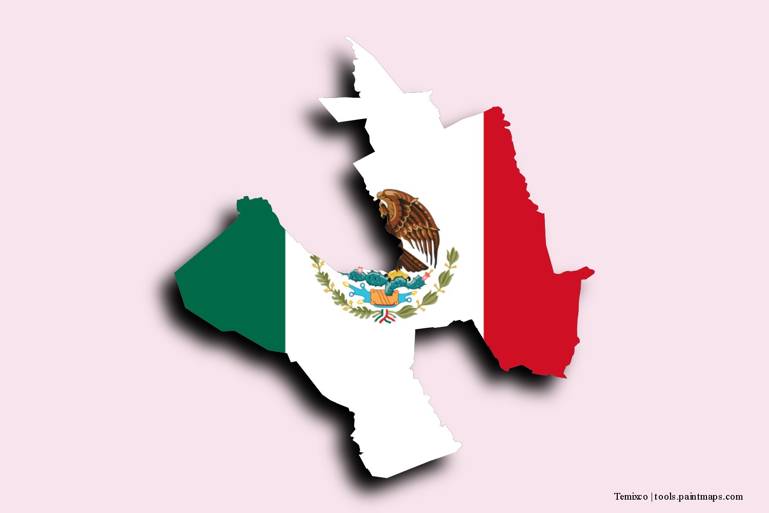 flag map of Temixco with 3D shadow effect