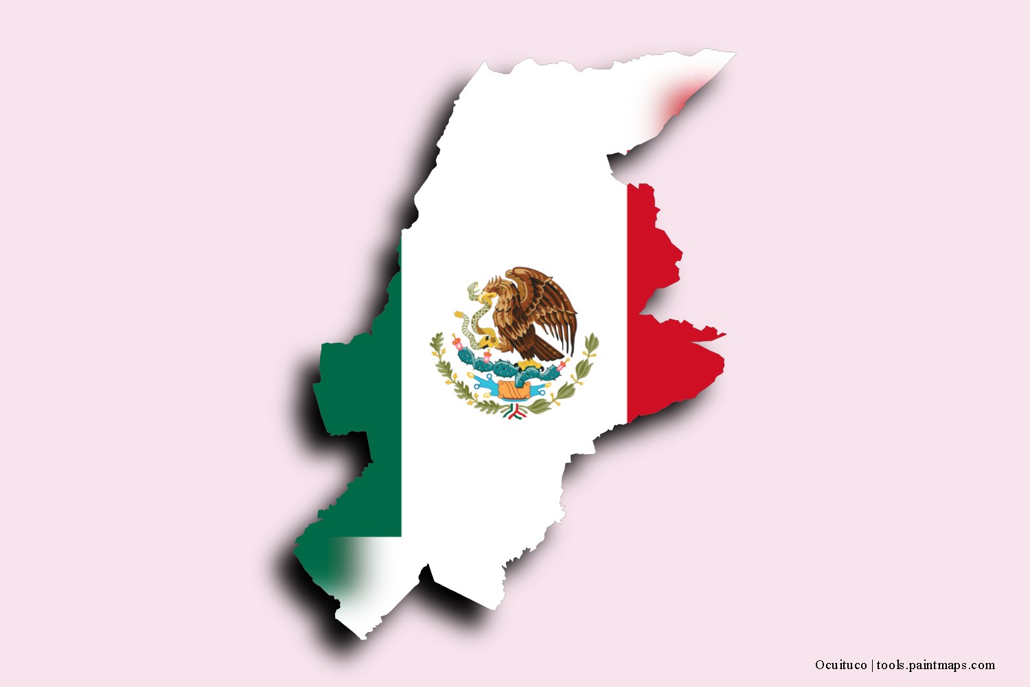 flag map of Ocuituco with 3D shadow effect