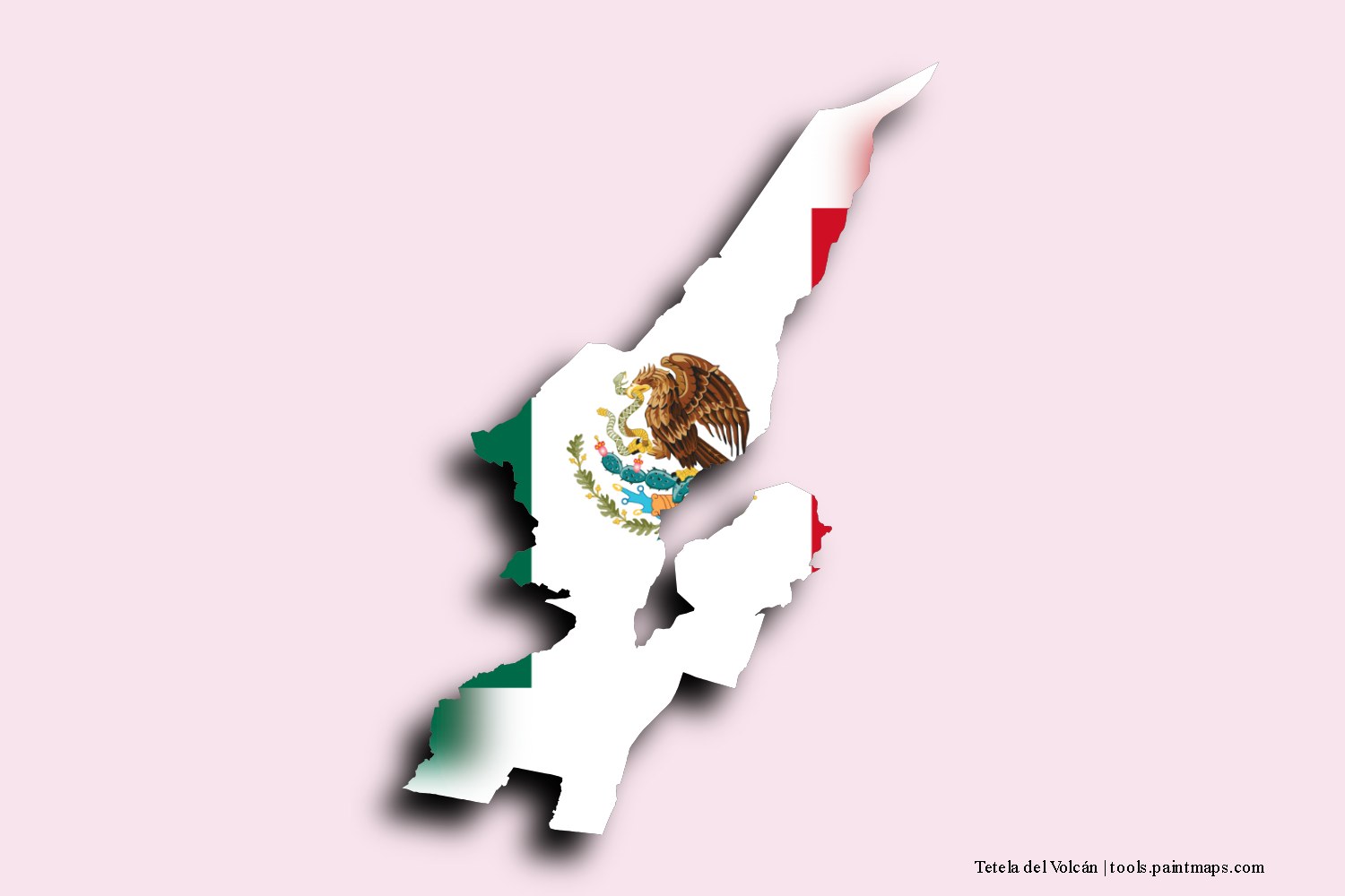 flag map of Tetela del Volcán with 3D shadow effect