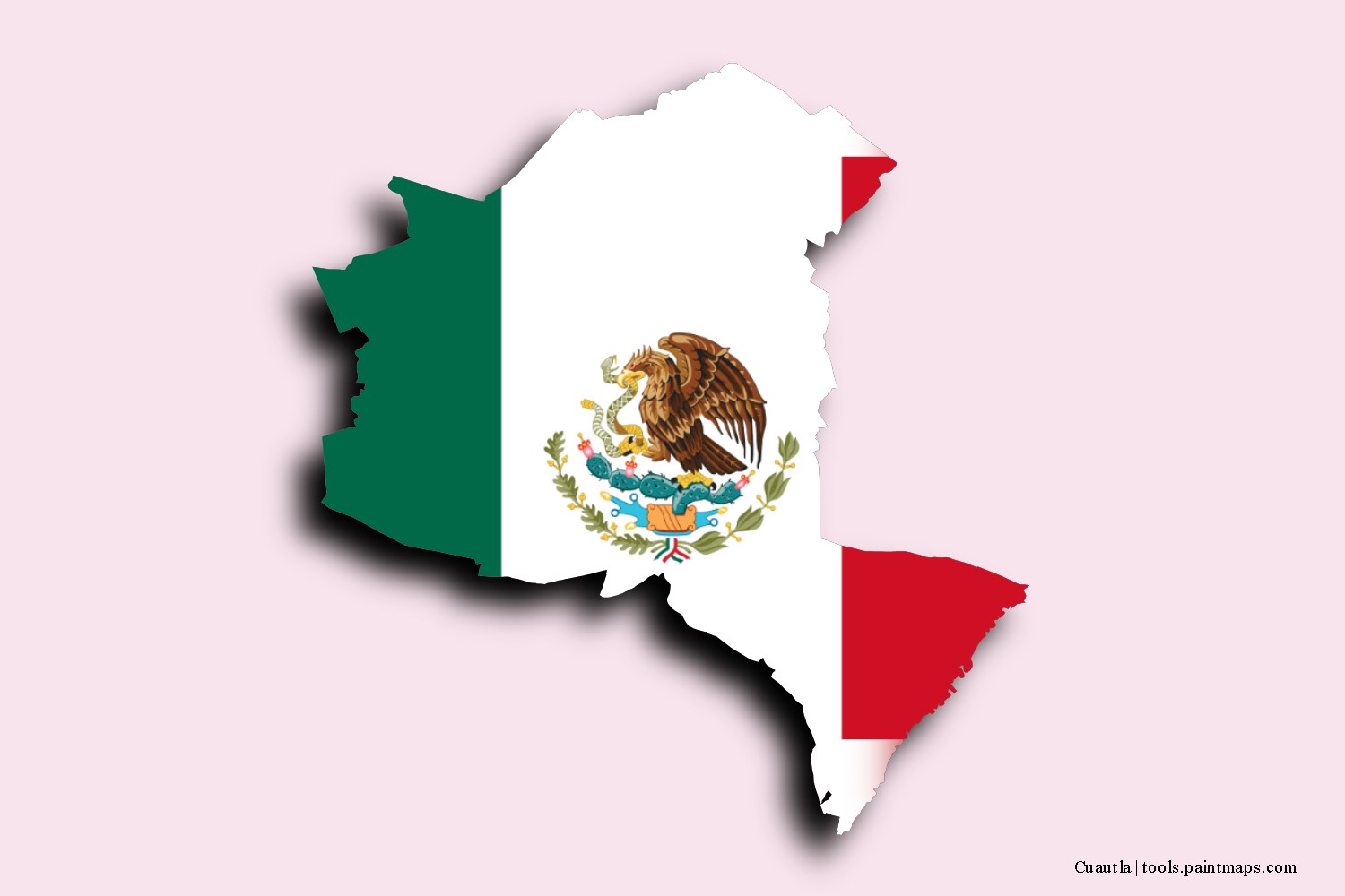 flag map of Cuautla with 3D shadow effect