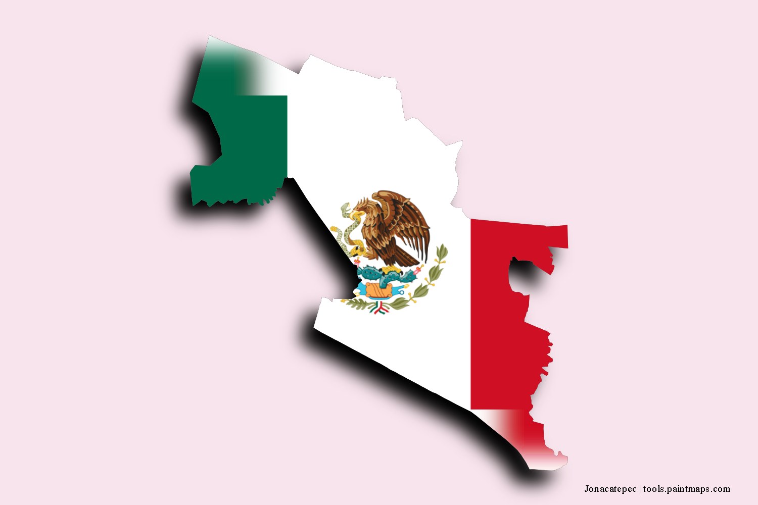 flag map of Jonacatepec with 3D shadow effect