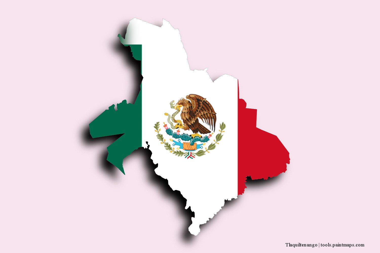 flag map of Tlaquiltenango with 3D shadow effect