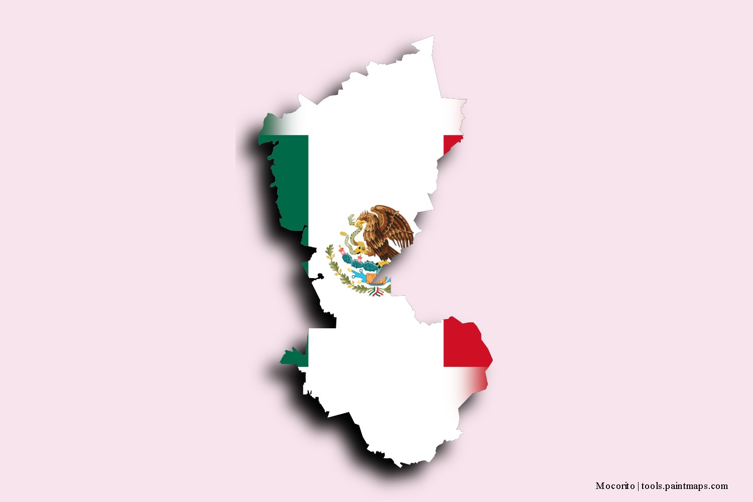 flag map of Mocorito with 3D shadow effect