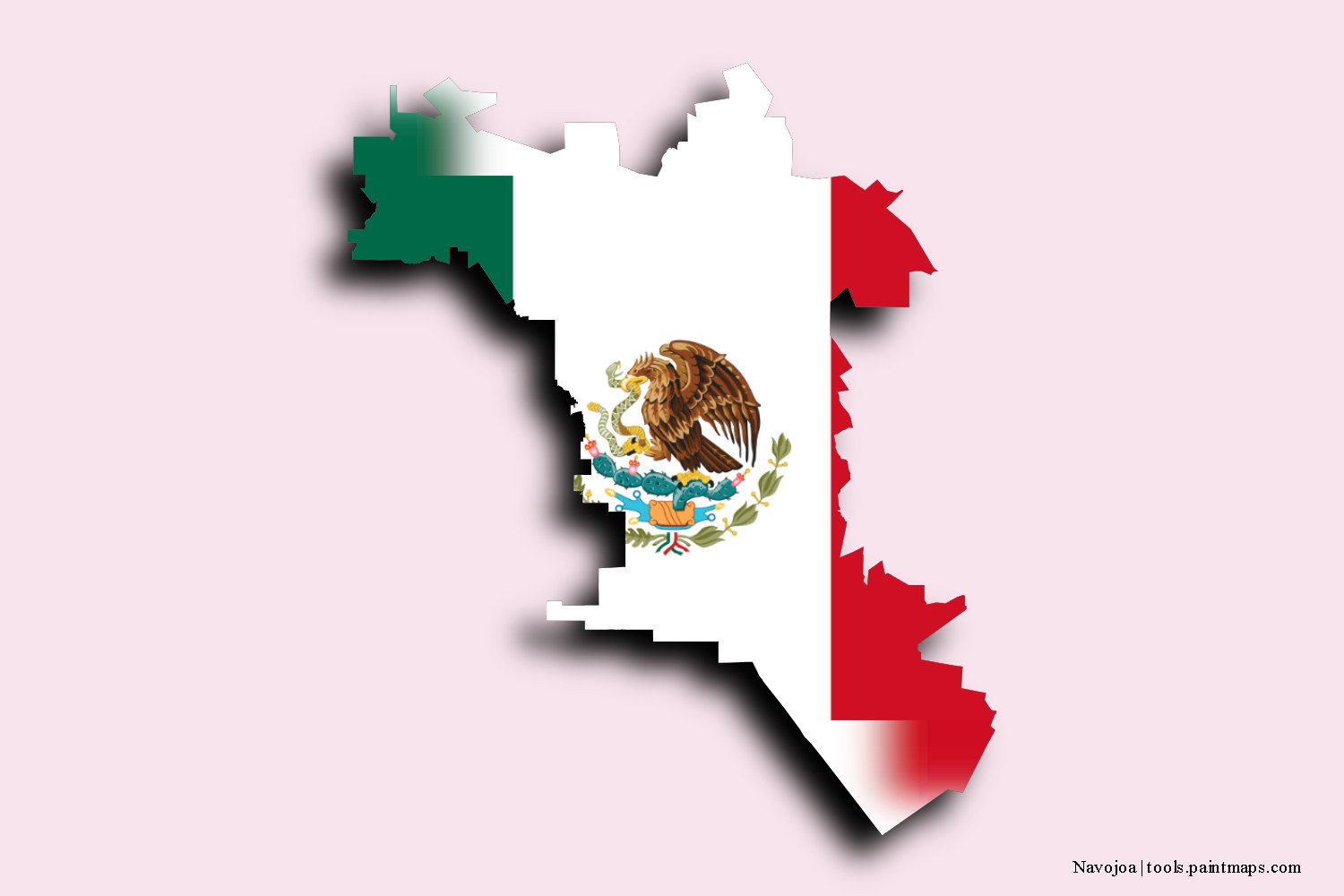 flag map of Navojoa with 3D shadow effect