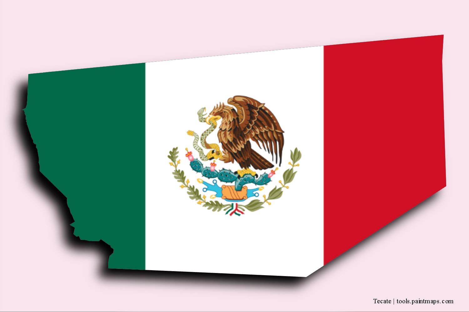 flag map of Tecate with 3D shadow effect