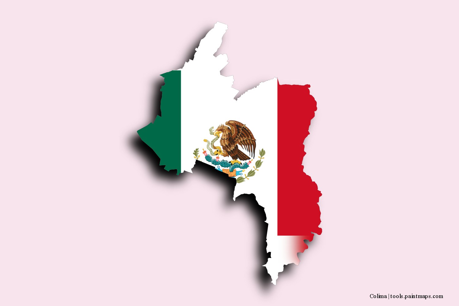 flag map of Colima with 3D shadow effect