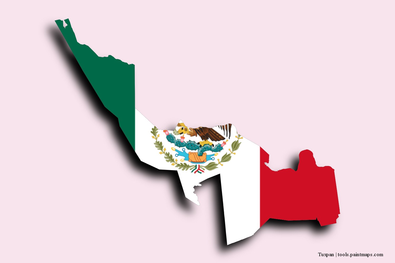 flag map of Tuxpan with 3D shadow effect