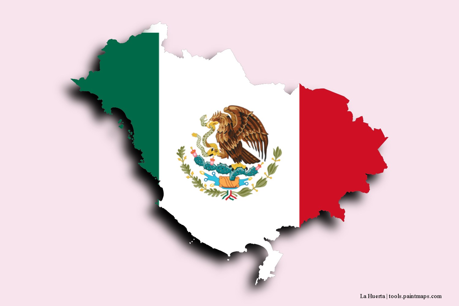 flag map of La Huerta with 3D shadow effect