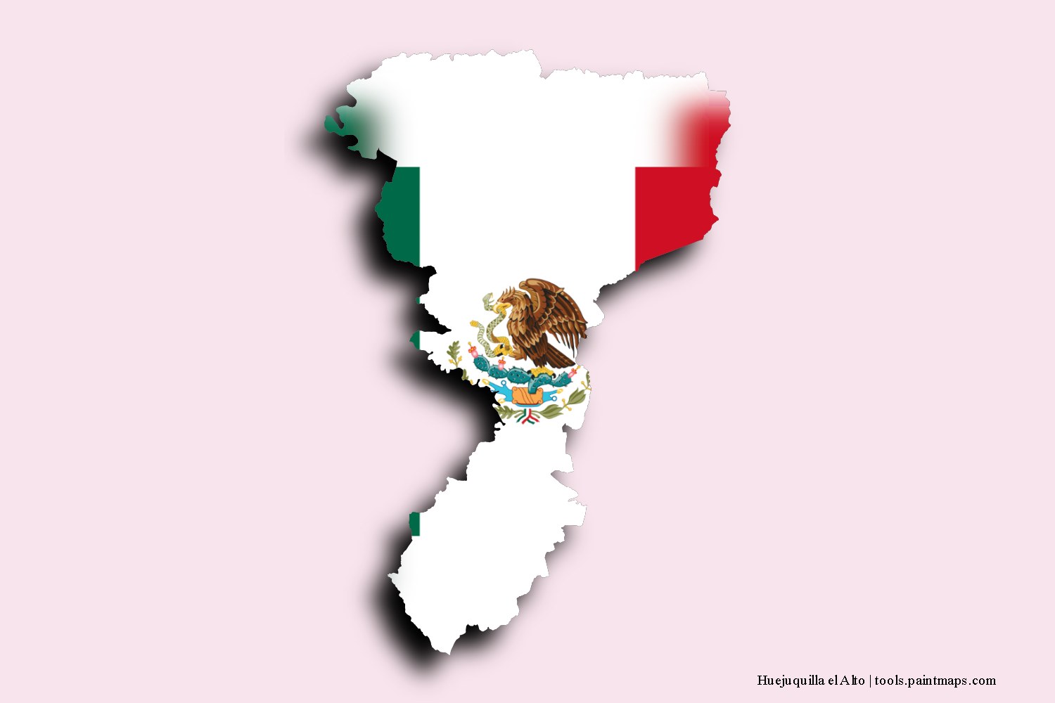 flag map of Huejuquilla el Alto with 3D shadow effect